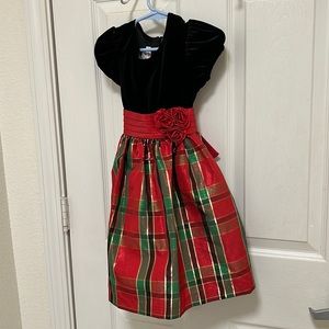 Bonnie Jean Red and Green Plaid Party Dress Girls Size 5
